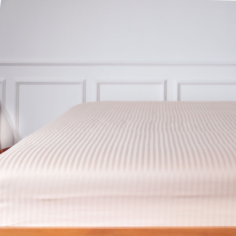 Mix & Match Bundle 200 Thread Count Striped Turkish Cotton Sateen Flat Sheet, Cream