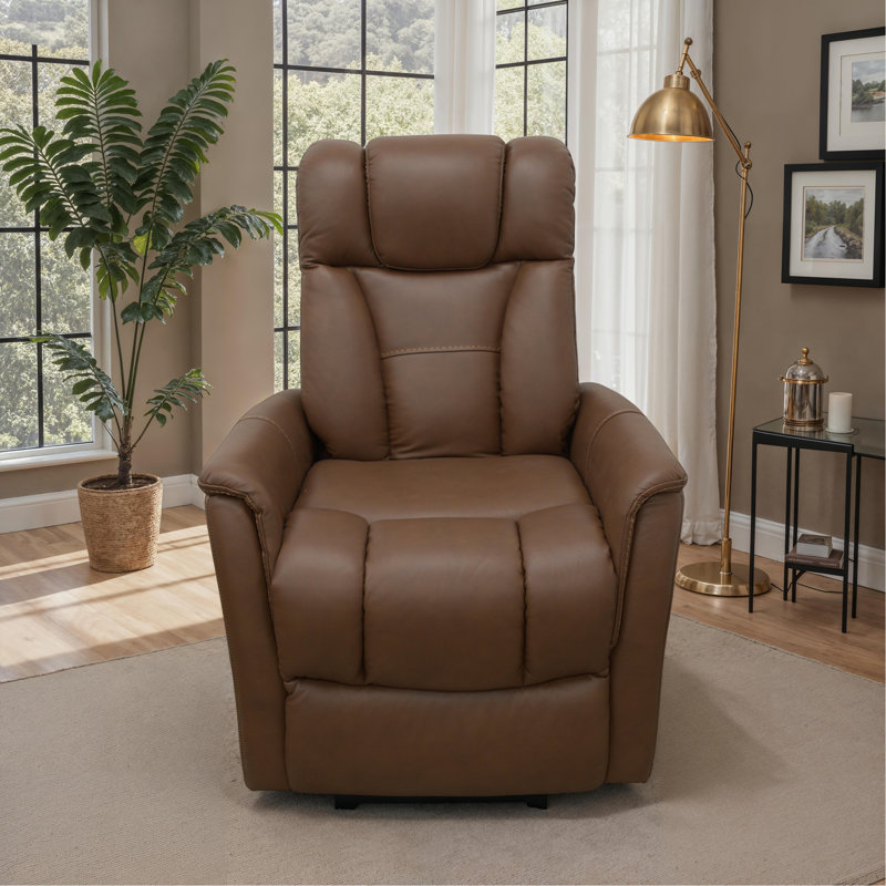 Power Recliner With Manual Adjustable Headrest And Power Footrest In Oslo Pecan, Chocolate
