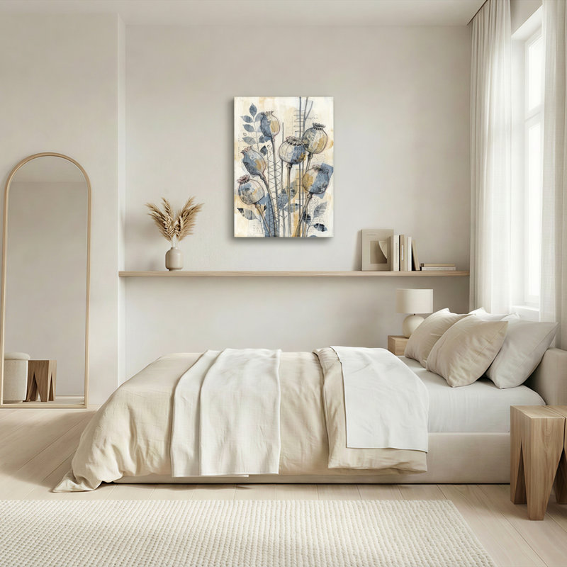 Ensemble de 1 tableau sur toile botanique à motif de coquelicot, 40"H x 28"W, Wrapped Canvas