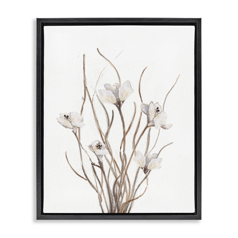 Cadre flottant Curly Floral Branches, design par Lanie Loreth, Cadre flottant noir de jais, H 31 po x l 25 po