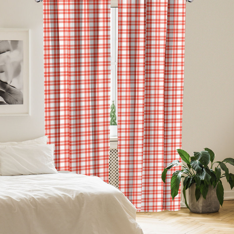 Rideaux 4 panneaux Ambesonne, forme carrée, 56 po x 63 po, rouge et blanc, L 56 po x L 63 po