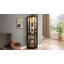 Vaisselier de 72 po de hauteur avec tablettes lumineuses, vitrine en bois sculpté en MDF avec portes en verre et panneau arrière en miroir-192783967
