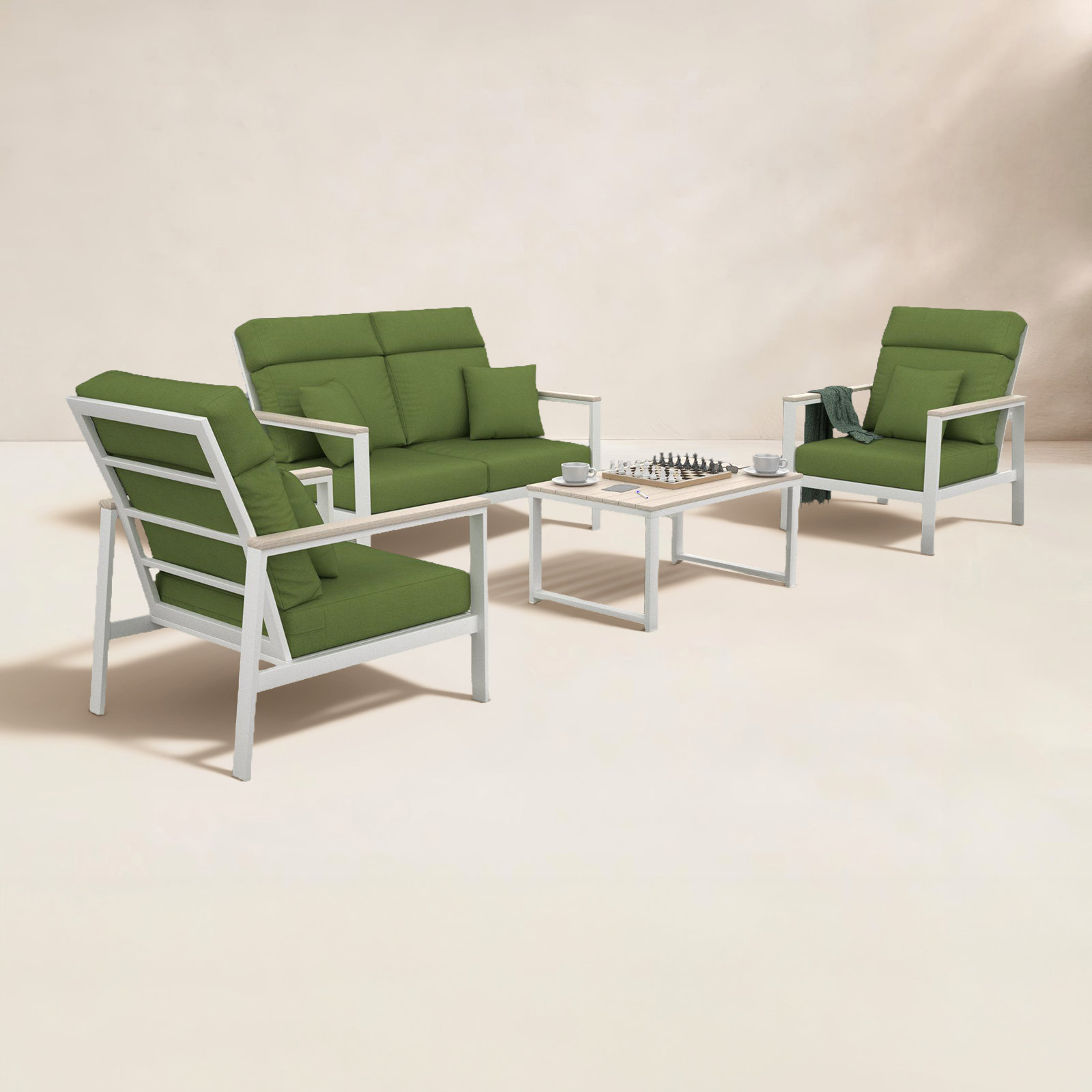 Townsend 4-Person Sunbrella® Patio Seating Group, Spectrum Cilantro, Beige