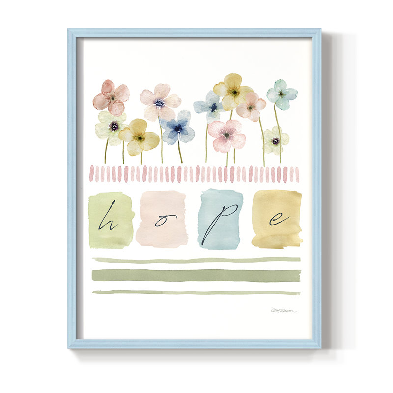 Hope Framed Print - Solid Wood, 11" H x 9" W, Blue