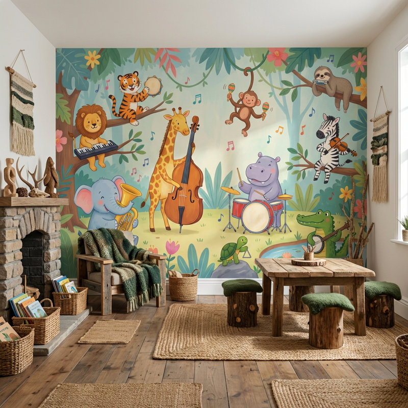 Papier peint animaux, musique, forêt, Non-Woven Nonpasted, 160"x108"