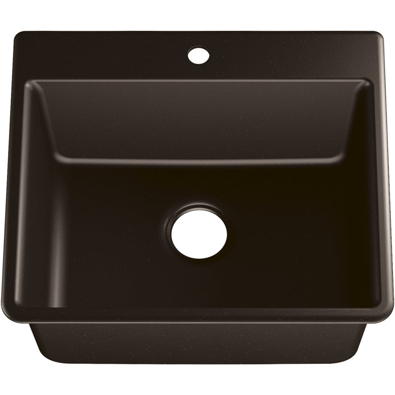 Kennon Neoroc 25" L x 22" W Undermount Kitchen Sink with Sink Grid, Matte Brown