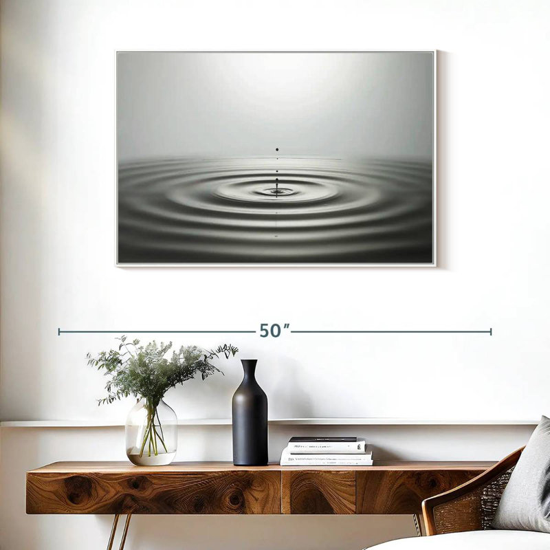 Water Droplet Ripple, Floating Frame White, 37" X 25"