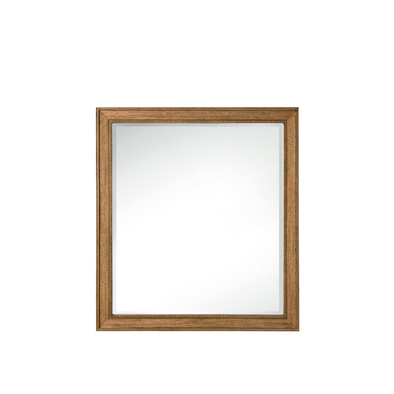 Calisto Solid Wood Flat Wall Mirror, 40" H x 44" W, Saddle Brown