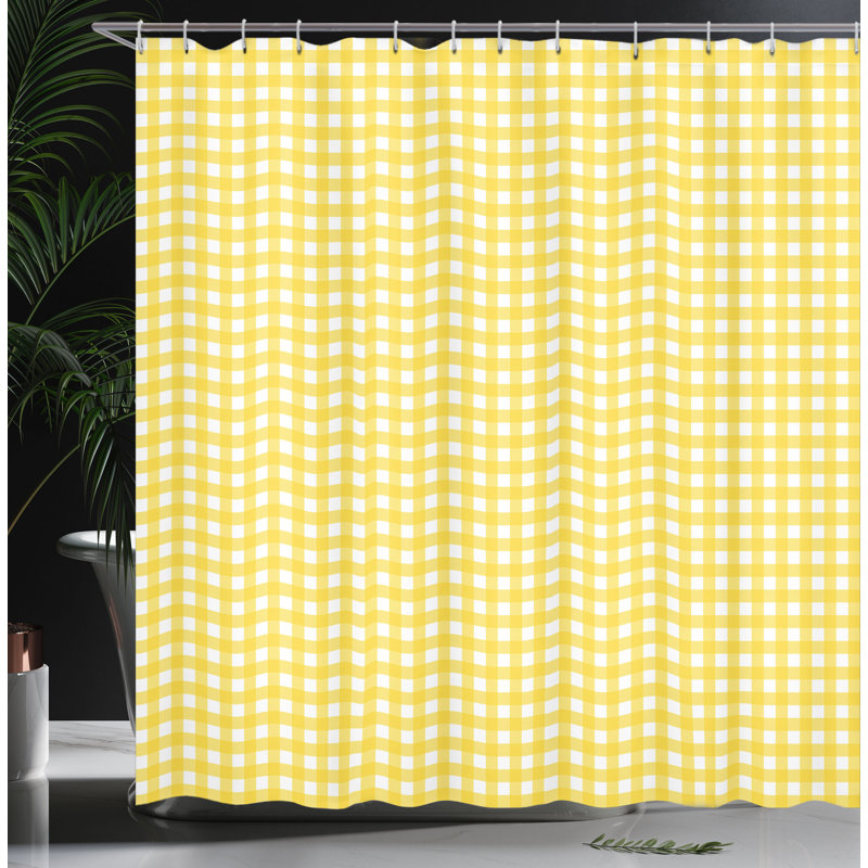 Ensemble de rideau de douche + crochets, H 84 po x l 69 po, Jaune