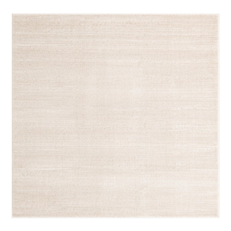 Mclellan Solid Color Machine Made Power Loom Area Rug in Ivory, Square 5'3"