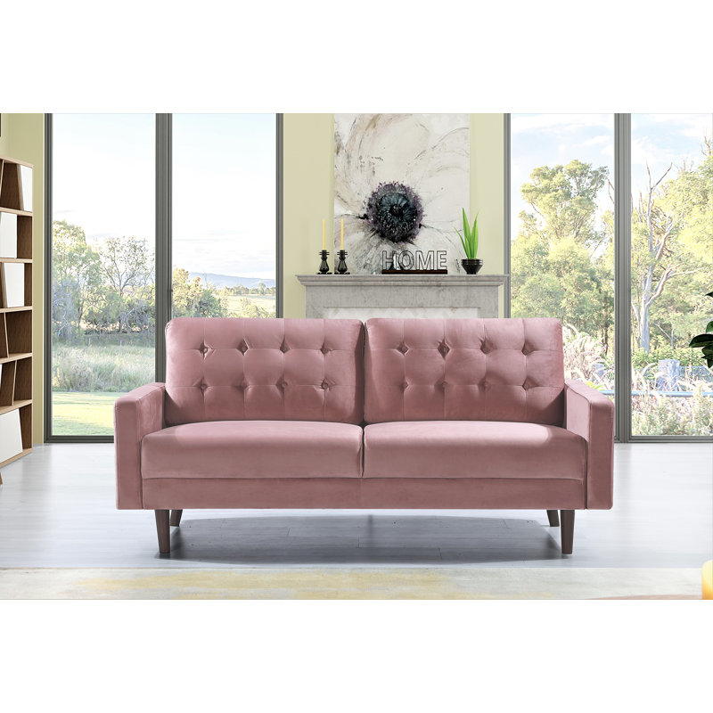 Brien 74.8'' Velvet Sofa, Rose Velvet, 33"H x 75"W x 31"D