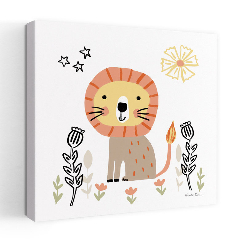 Art contemporain de bébé lion, H 18 po x l 18 po