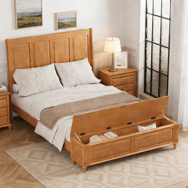 Lit-bateau avec commode Soild, Grand lit, Naturel
