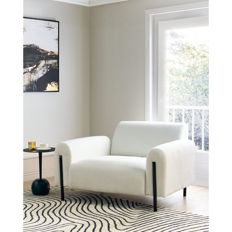 Darletta Upholstered Armchair, White Boucle