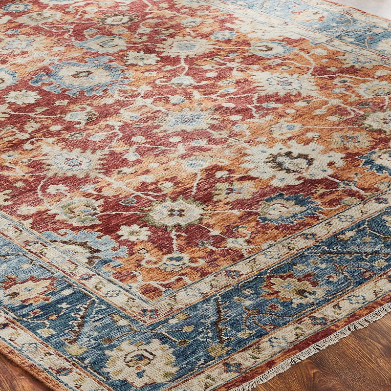 Wool Area Rug in Red, Rectangle 9' x 12'