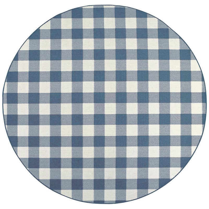 Mac Plaid Indoor / Outdoor Rug, Round 7'10" x 7'10"