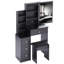 Petit meuble-lavabo 29,2 po avec tabouret de chevet gauche + tabouret rembourré, très grand miroir coulissant à droite, rangement multi-couches à grande capacité, commode pratique-1226800915