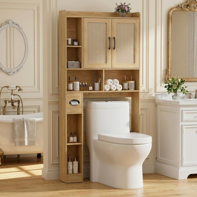 Over Toilet Storage Unit, 9 Storage Compartment, Wicker