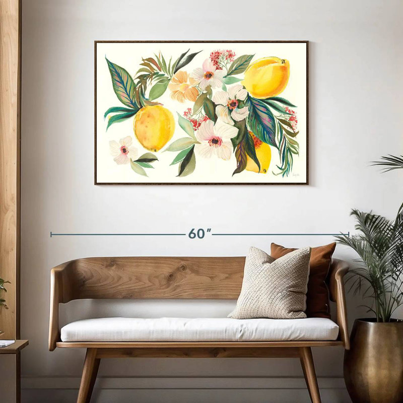 Agrumes d'été I, Cadre flottant en noyer, 43 po x 29 po