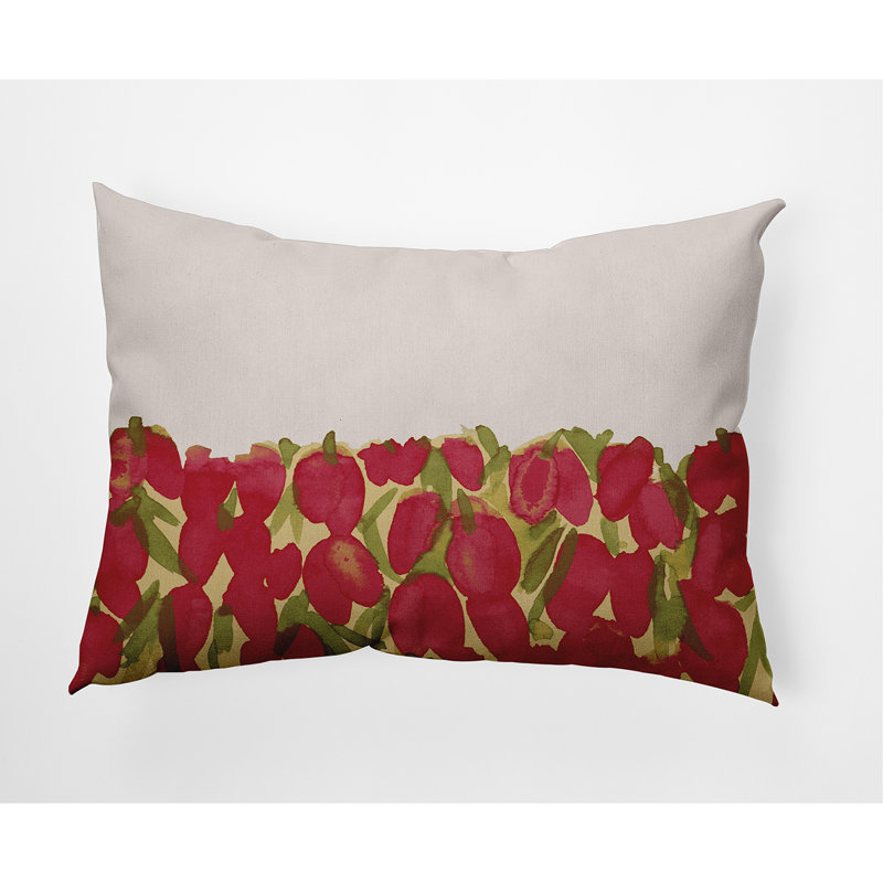 Housse et insert de coussin rectangulaire en coton Sunset Tulip, Rouge