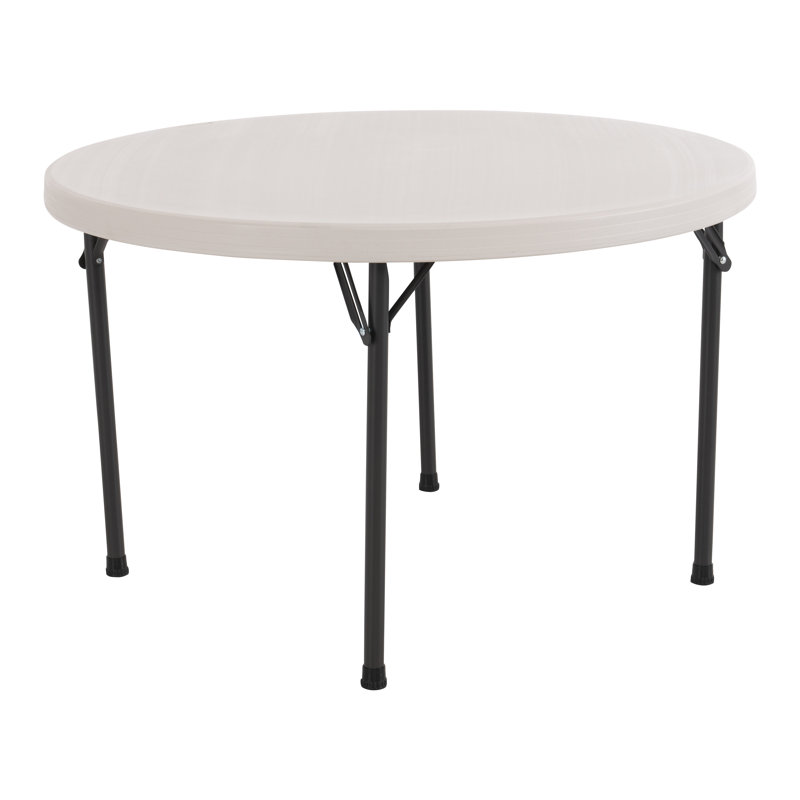 46-Inch Almond High-Density Polyethylene Round Folding Table