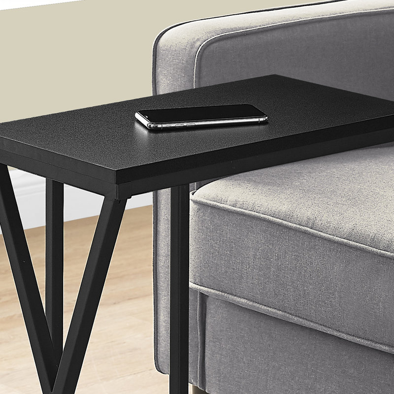 Table d'appoint décorative en forme de C, côté collation, salon, chambre à coucher, métal, contemporain, moderne, Noir