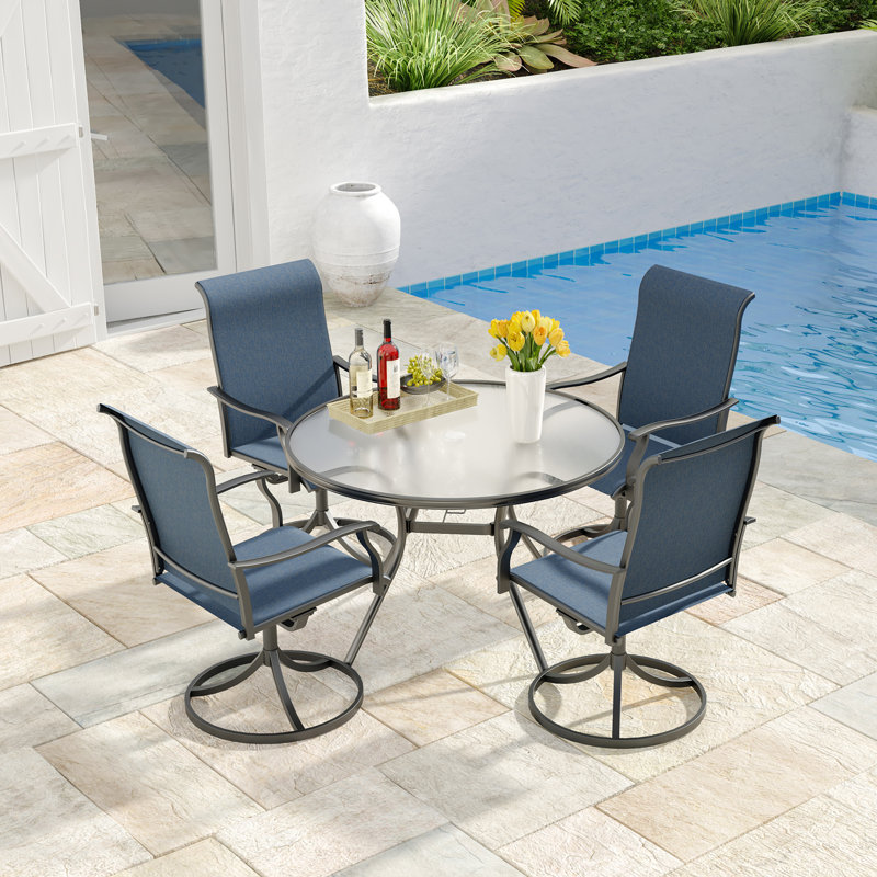 4 - Person 40" Round Patio Dining Set, Navy