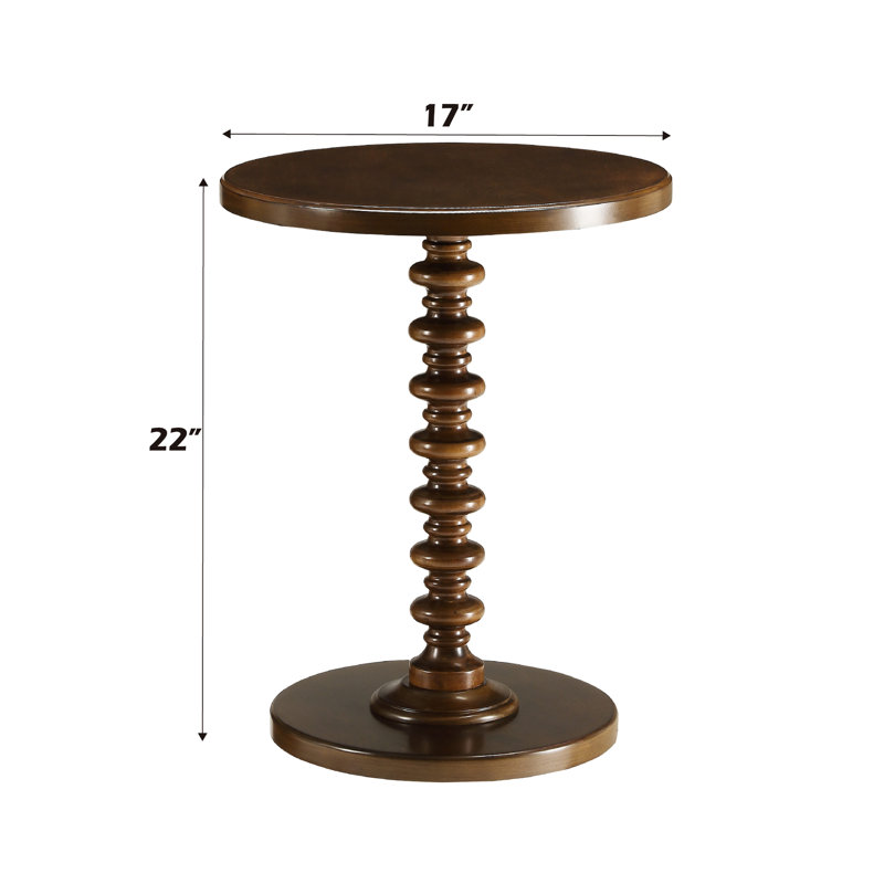 Table basse ronde à piédestal au fini noyer, capacité de 40 lb, table d'appoint de 22 po de hauteur, plateau transitionnel