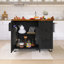 54.5" Drop-Leaf Countertop Kitchen Cart With Power Outlet And Spice Rack & Towel Rack-1850700022