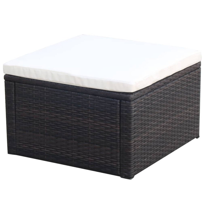 Repose-pieds d'extérieur, Structure brune / coussin blanc crème