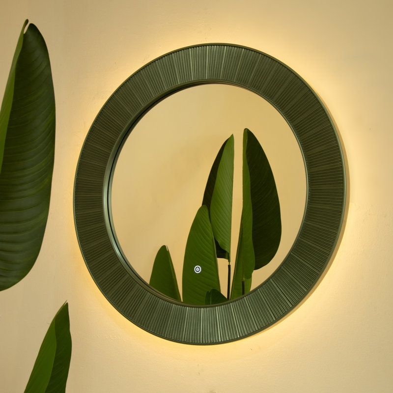 Miroir d'appoint luxueux et moderne, cadre en polyuréthane vert, polyvalent pour la maison