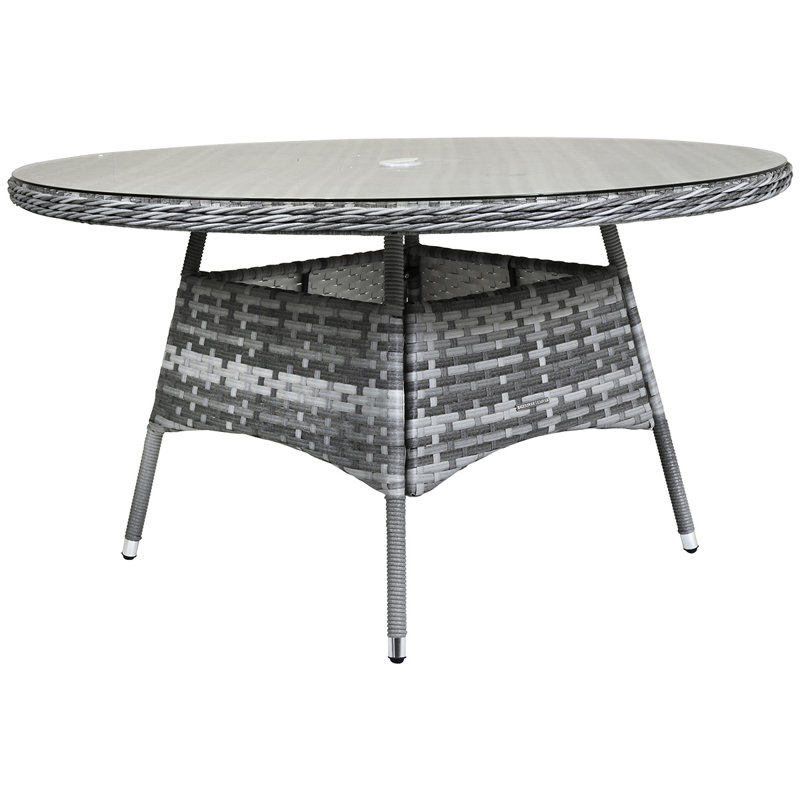 Anthony Round Wicker Outdoor Dining Table With Umbrella Hole , 110cm cm W 110cm cm D