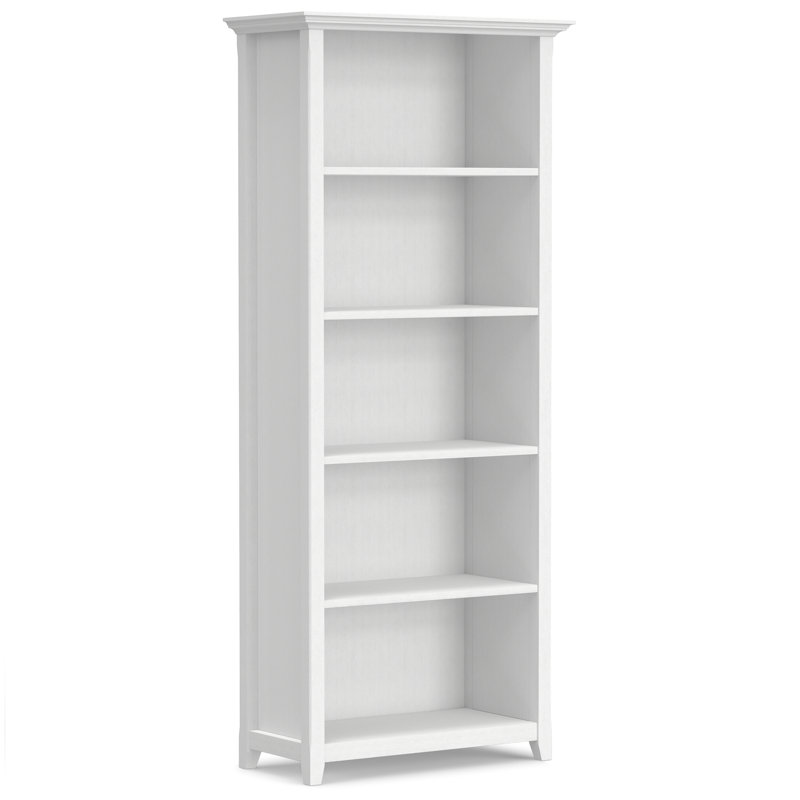 Amherst 30"W Solid Wood 5 Shelf Bookcase with Adjustable Shelves, Blanc