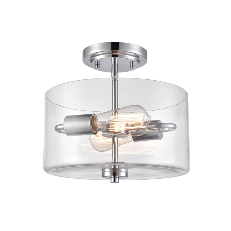 Plafonnier semi-encastré 11 po 2 lumières Verllana, Chrome