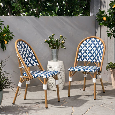 Ensemble de chaises d'extérieur françaises - Aluminium rouille, tissé, bleu marine, l 18,64 po x P 22,06 po H 35,68 po