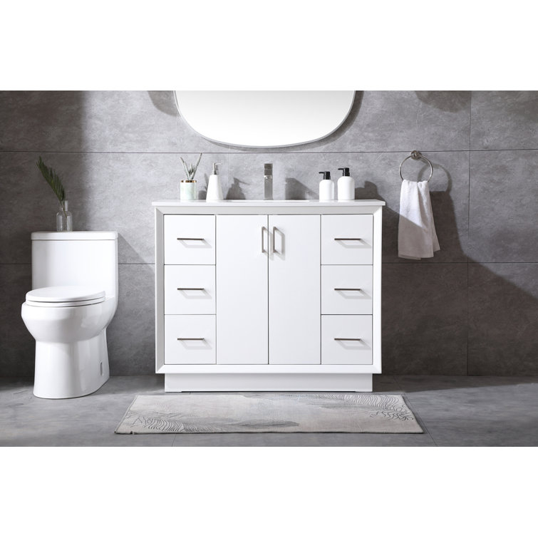 Hayes 42'' Single Bathroom Vanity with Engineered Marble Top