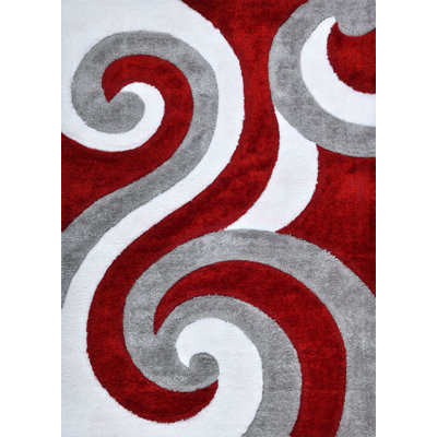 NYC Shag Performance Red Grey Area Rug