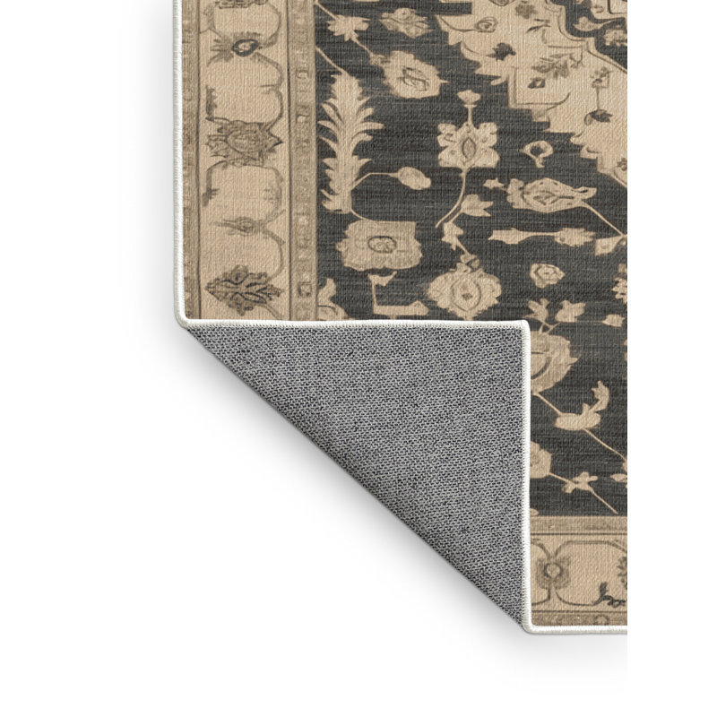 Machine Washable Overdyed Beige Area Rug, Square 8'