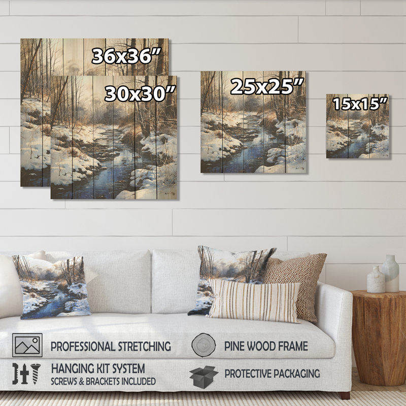 Winter Pond Tranquility - fruits sur bois, H 36 po x l 36 po