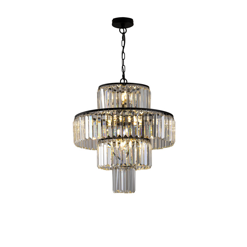 Lustre de cristal, Noir, H 78,7 po x l 19,7 po x P 19,7 po