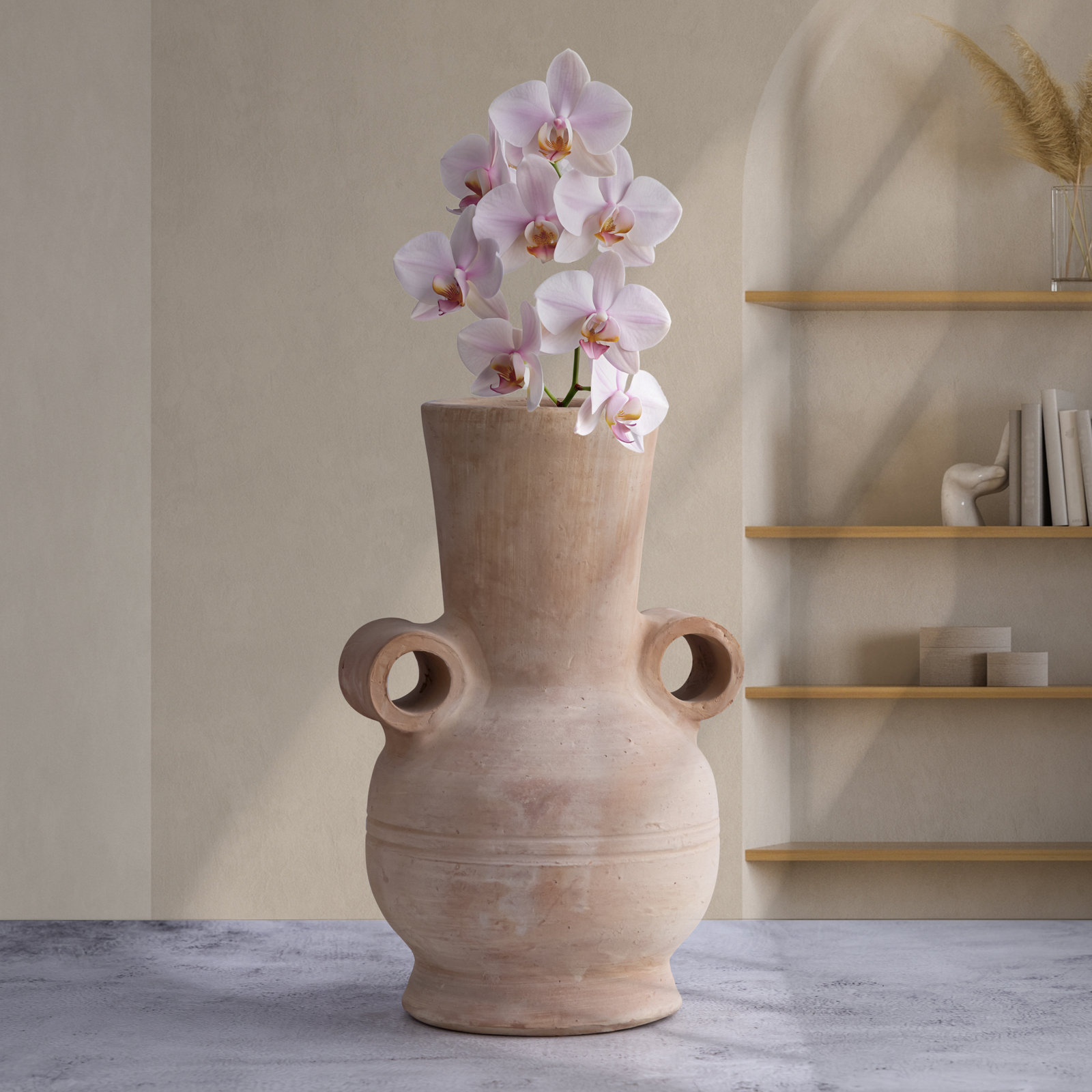 Terracotta Vase Dia 8.25" X 15"H, 15" H x 8.25" W x 8.25" D