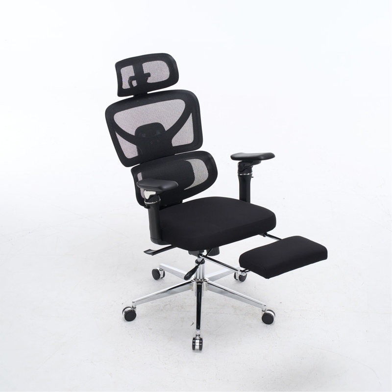 Fauteuil de bureau ergonomique avec support lombaire à massage, appui-tête 4D et accoudoirs 5D, dossier réglable haut et profondeur d'assise