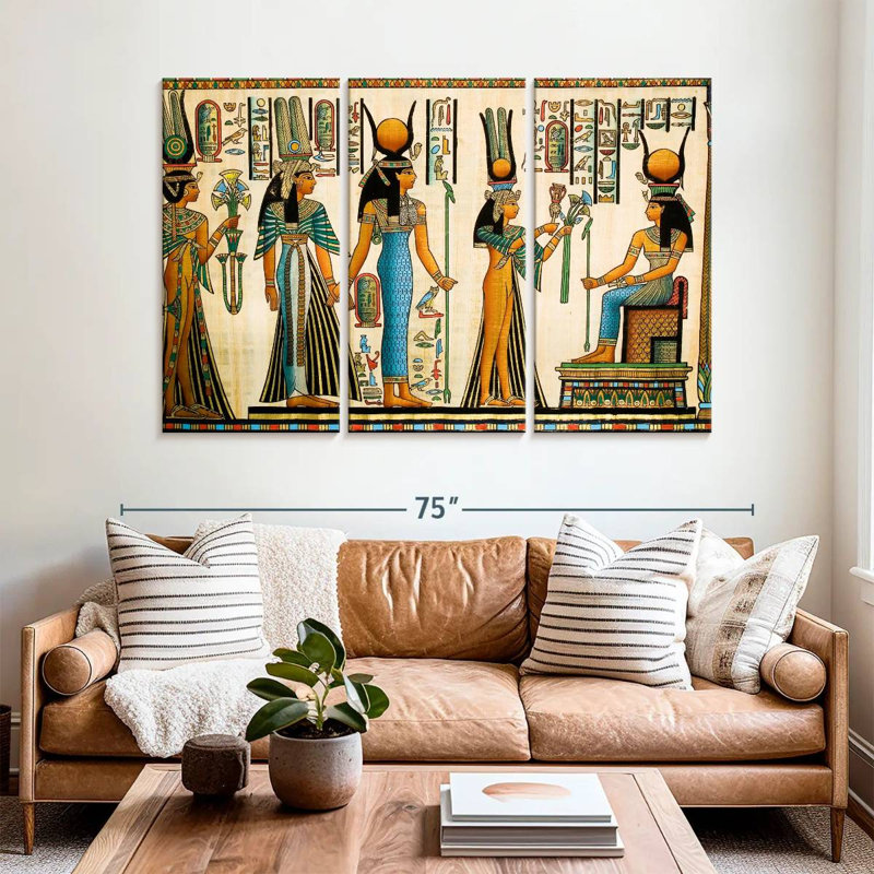 Leisha Ancient Pharaoh Papyrus, 42" H x 65" W