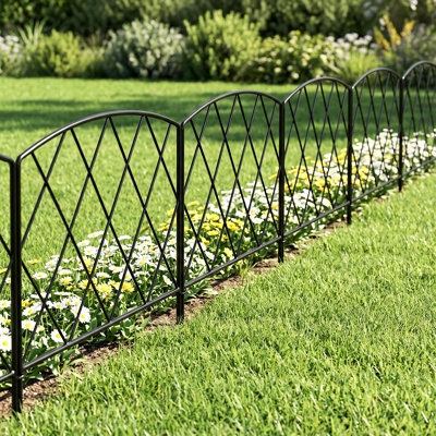 Clôture de jardin décorative en métal antirouille de H 24 po x l 24 po, 5 panneaux, 10 pieds de longueur totale, barrière anti-creusage pour jardin, patio et plates-bandes