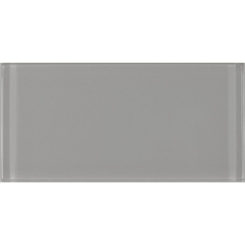 Metro 3 in. x 6 in. Glass Straight Edge Subway Wall & Pool Tile, Pebble Gray
