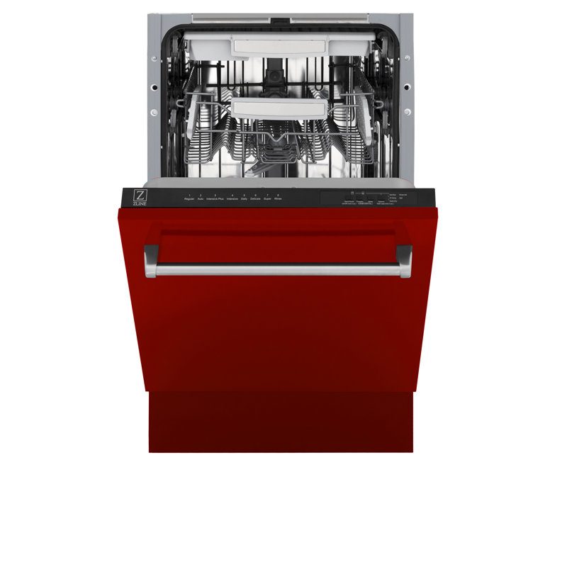 ZLINE 18" Tallac Series 3rd Rack Top Control Dishwasher with Stainless Steel Tub, 51dBa, Red Gloss