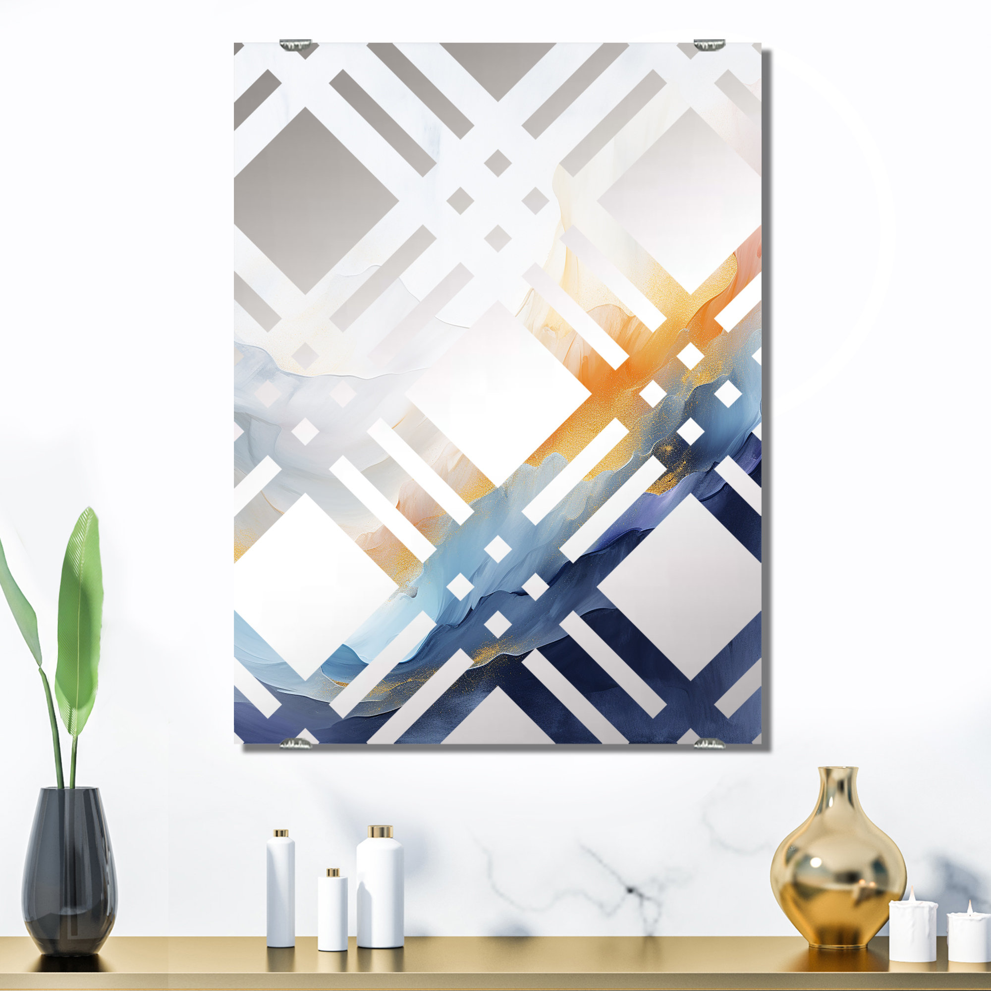 Design Art Marble Storm I Abstract Painting Wall Mirror Decor