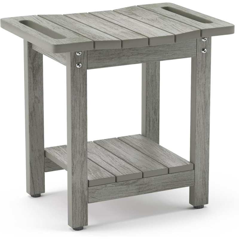 Noranda Solid Wood Accent Stool, Gray