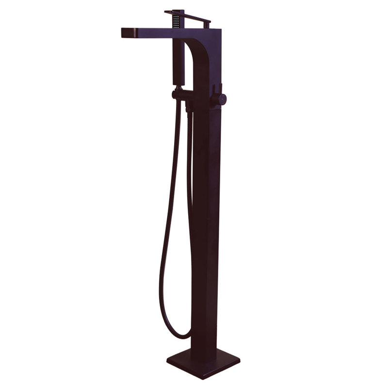 39" Floor Mount Freestanding Ultra High Flow Tub Filler with Sleek Handheld Shower, Oil Rubbed Bronze