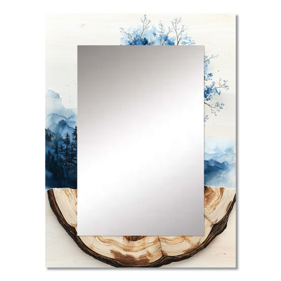 Winthrope Golden Cherry Blossom Tree Garden Of Winter Beauty IV - Cherry Blossom Mirror, Traditional Decorative Wall Mirror, Printed Metal Art